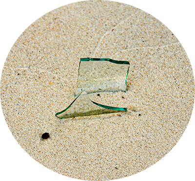 Glass shard in the sand